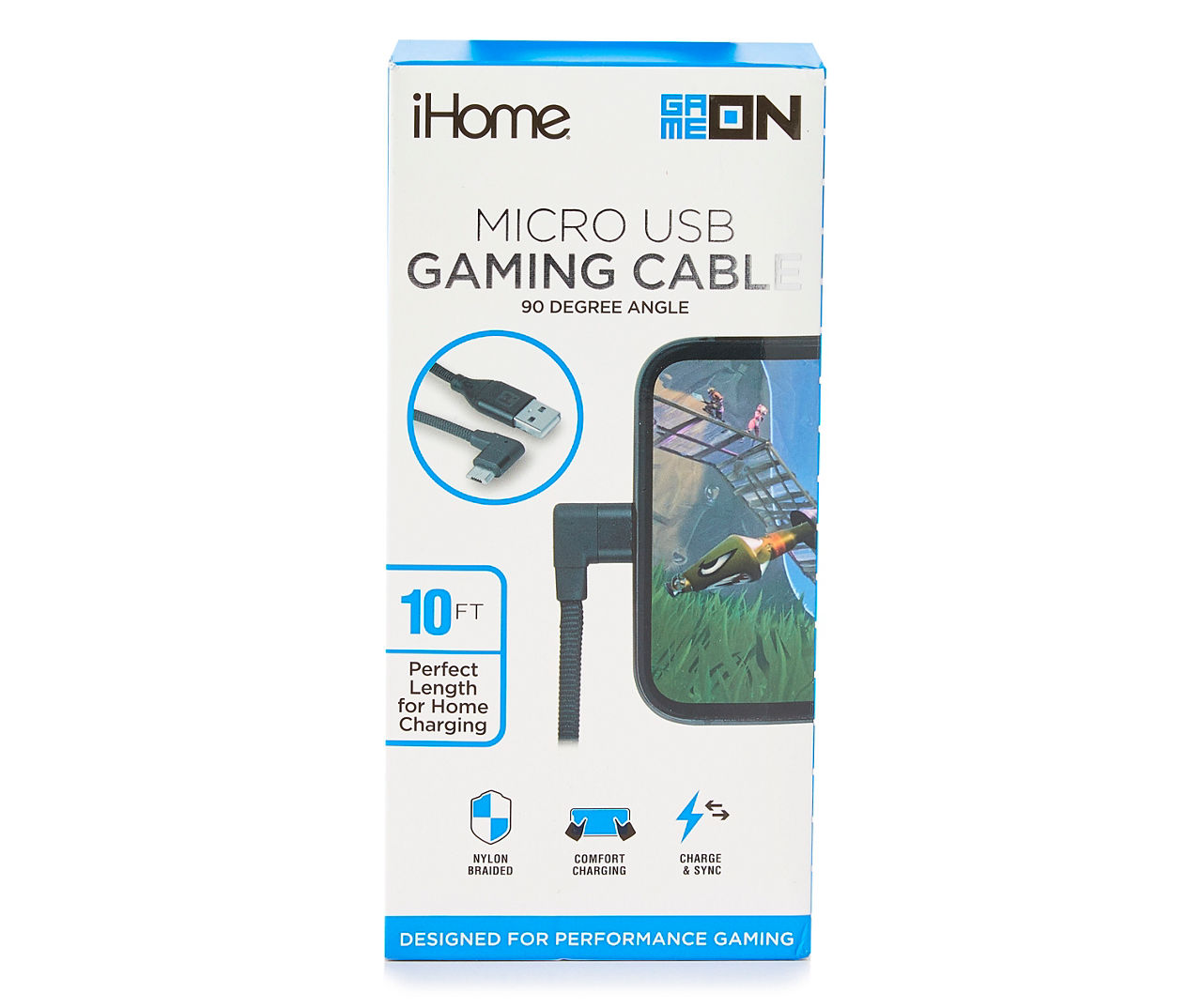 Black Micro USB 10' Nylon Gaming Cable