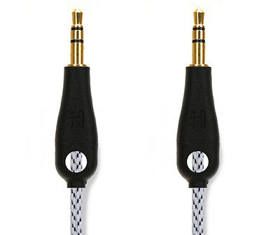 Black & White 3.5mm Auxiliary Audio Cable, (6')
