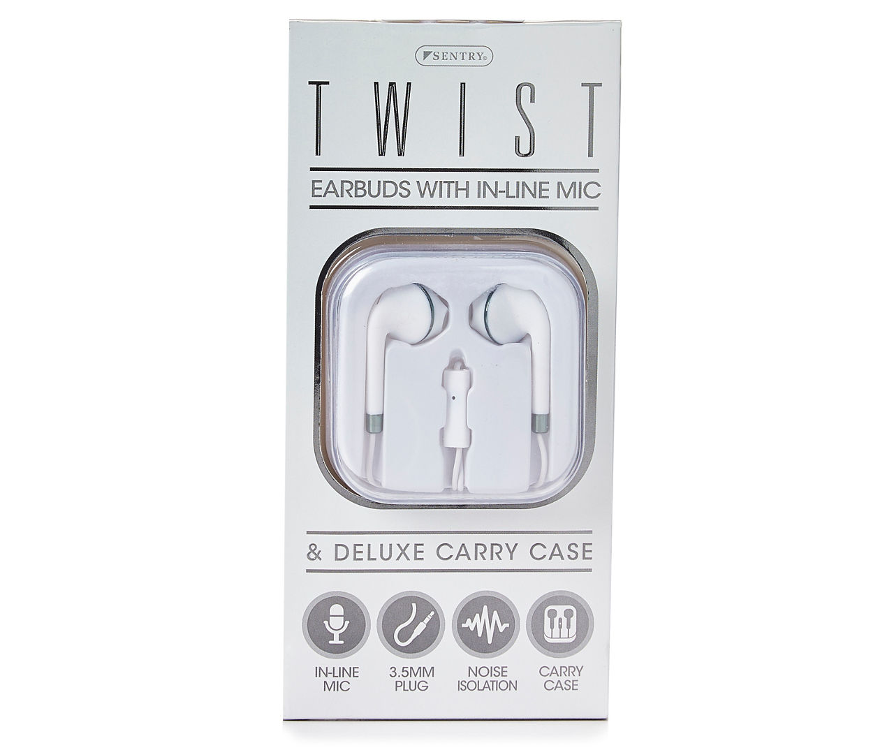 Sentry Twist Gray Earbuds Carry Case Big Lots