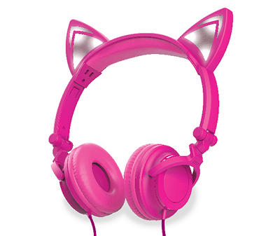 Pink Cat LED Headphones