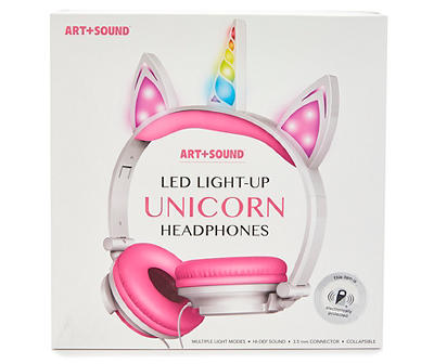 Pink LED Light-Up Unicorn Headphones
