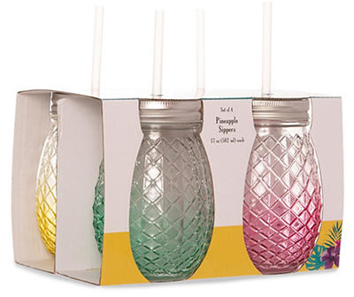 Pineapple Sippers 4-Piece Glassware Set