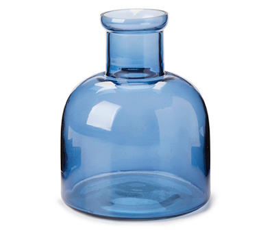 Blue Glass Bottle Vase, (6