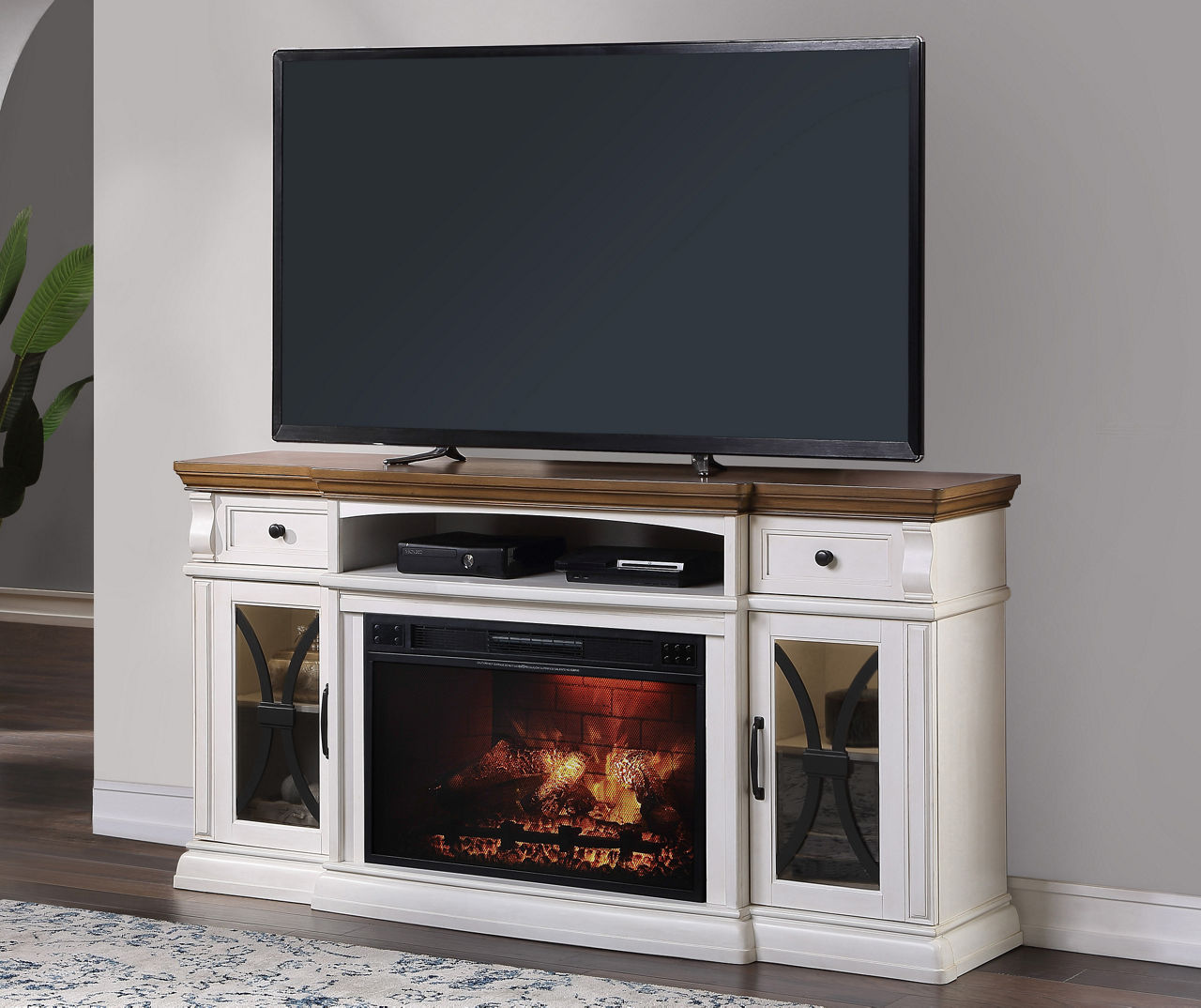 White fireplace tv stand big deals lots