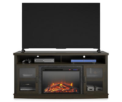 Rollins Fireplace TV Stand for TVs up to 65", Black Oak