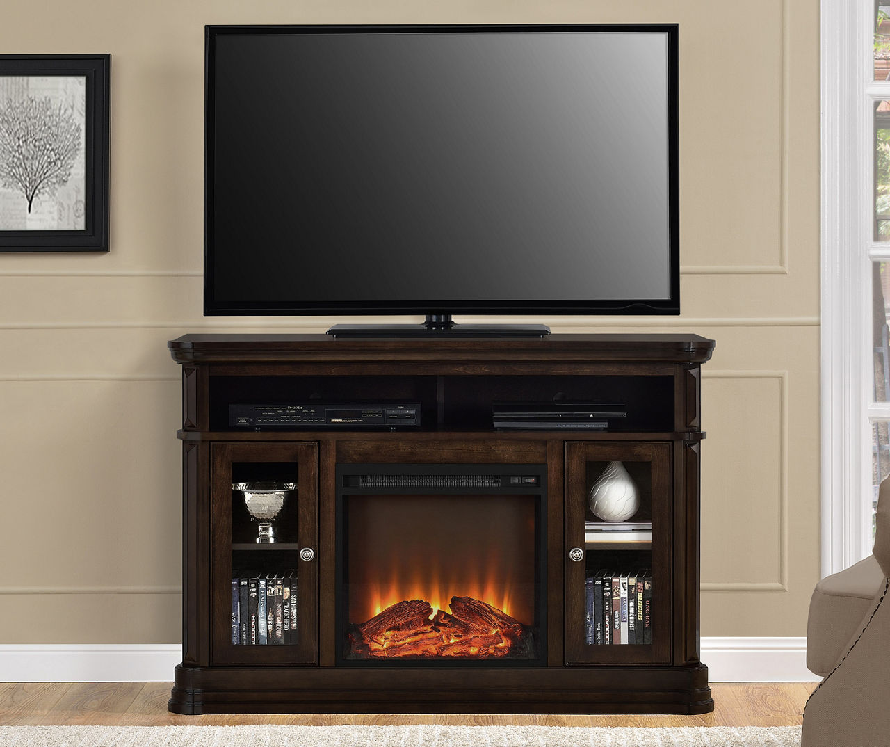 White fireplace tv store stand big lots