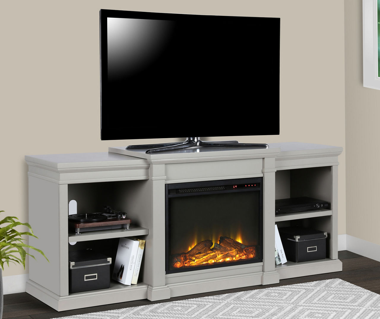 Tv stand with electric deals fireplace big lots