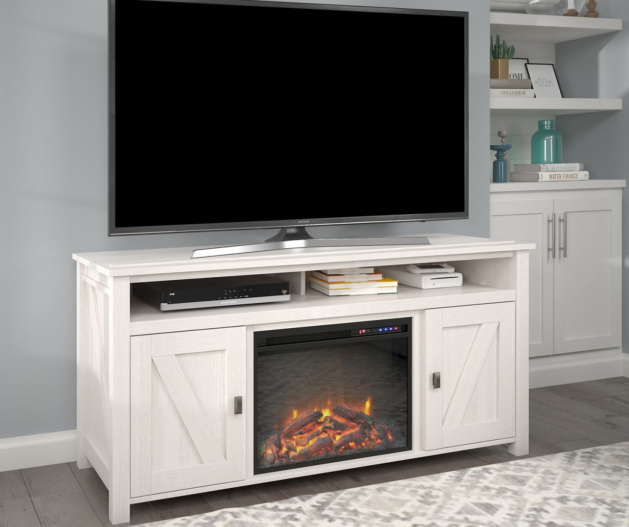 Tv stand with electric on sale fireplace big lots