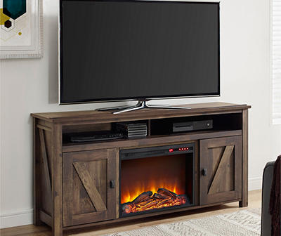 59" Century Lane Rustic Brown Electric Fireplace Console