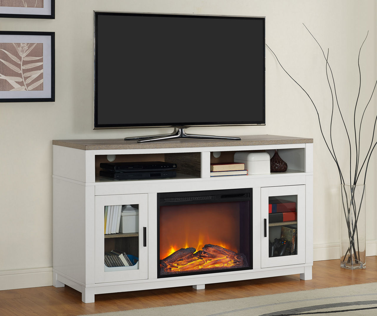 Big lots white fireplace tv deals stand