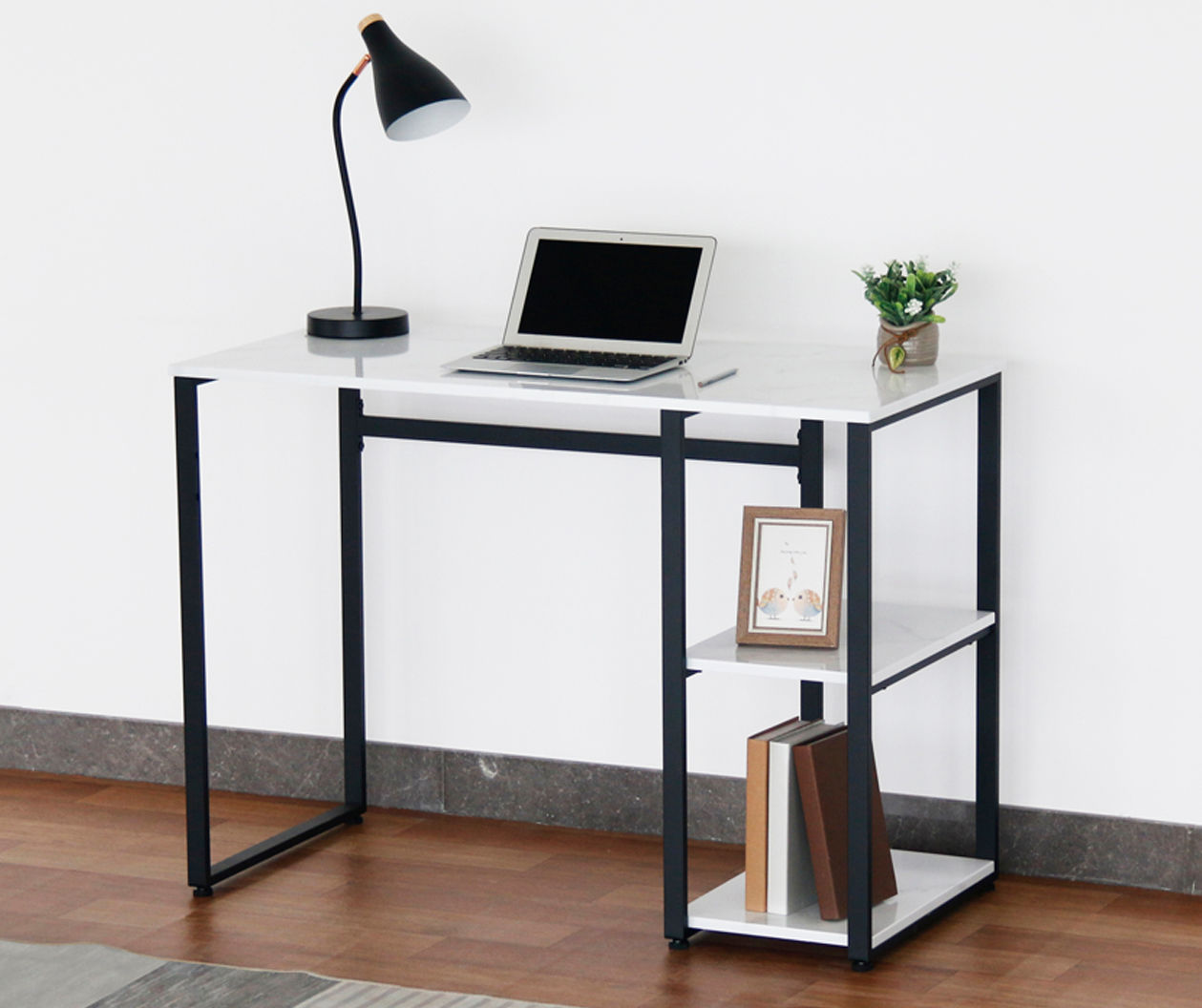 Sleek Marble Top White Computer Desk