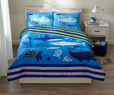 Blue Shark Twin/Full 3-Piece Comforter Set