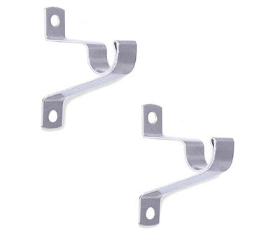 Cafe Satin Silver Curtain Rod Mounting Brackets, 2-Pack