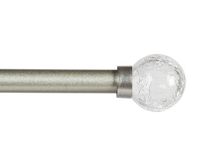 Kenney Crackle Ball 1/2" Petite Caf� Decorative Window Curtain Rod, 28-48", Pewter