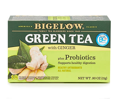 Green Tea with Ginger & Probiotics, 18-Pack
