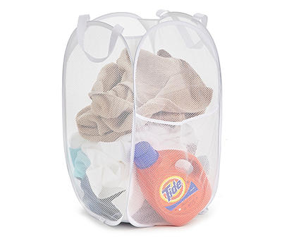 White Pop-Up Laundry Sorter with Pocket