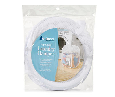 White Pop-Up Laundry Sorter with Pocket