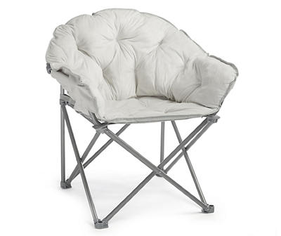 Gray Faux Mink Folding Club Chair