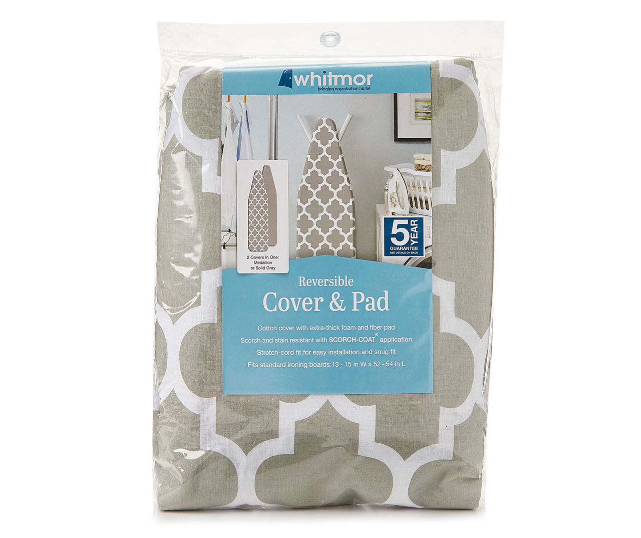 Whitmor Gray Medallion Reversible Ironing Board Cover & Pad Big Lots