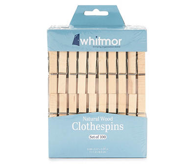 Whitmor Wood Clothespins, 100-Pack