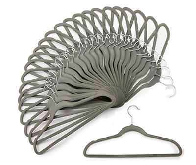 Home Essentials Gray Velvet Hangers, 25-Pack
