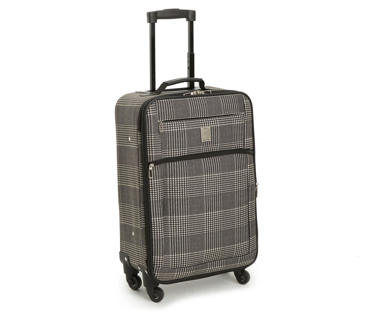 Plaid carry store on luggage