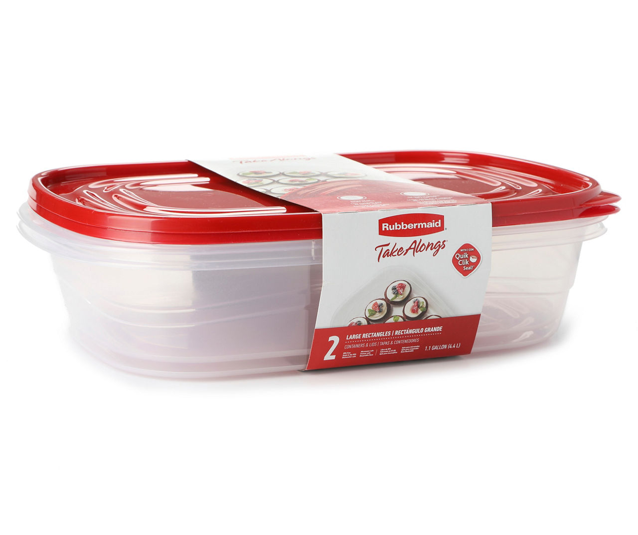 Rubbermaid TakeAlongs 1.1-Gallon Large Rectangle Containers, 2