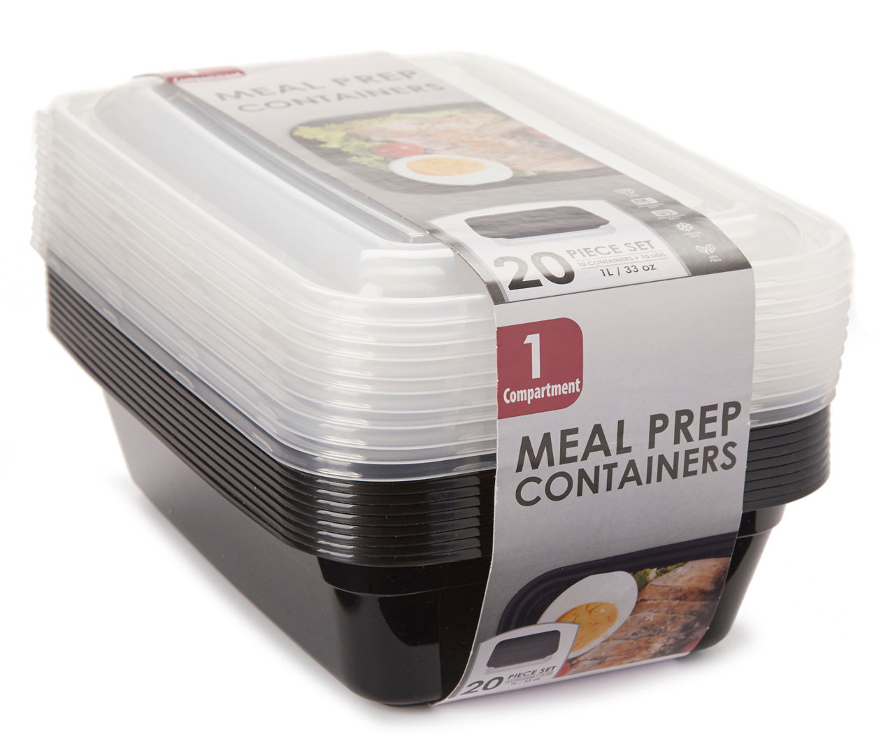 10 Packs 30 oz Glass Meal Prep Containers - Silver