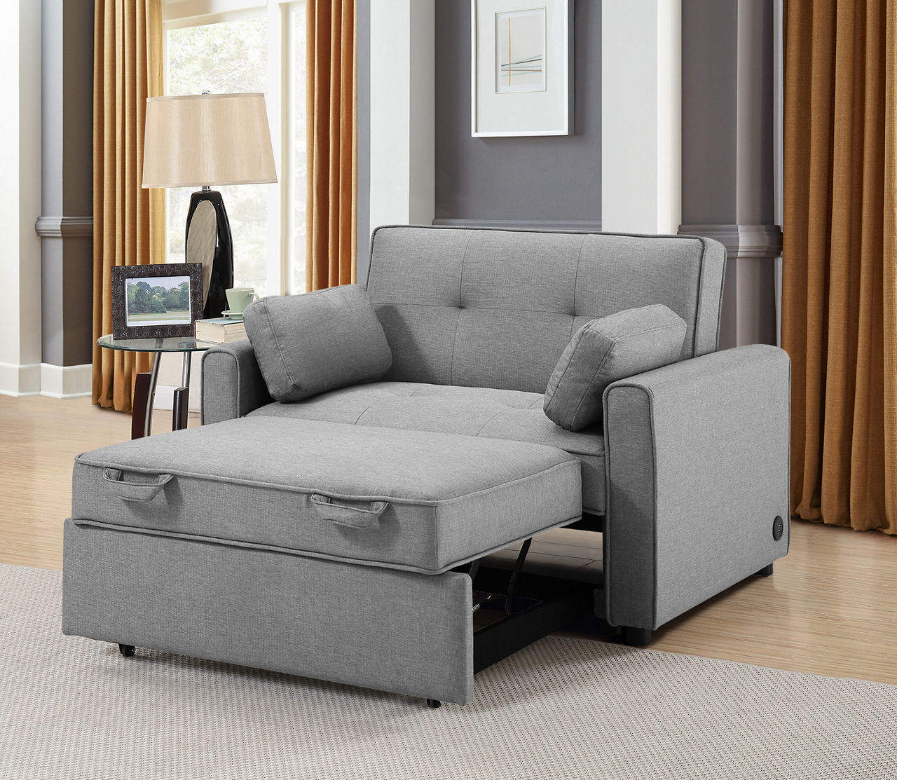 Gray Twin Convertible Sleeper Sofa