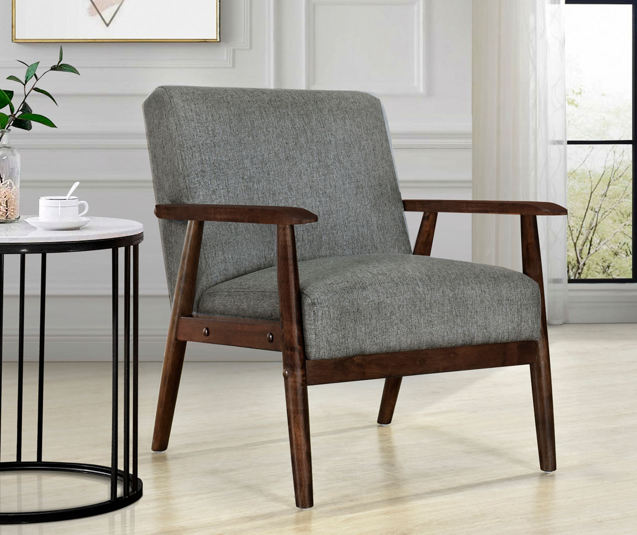 Gray wood deals accent chair