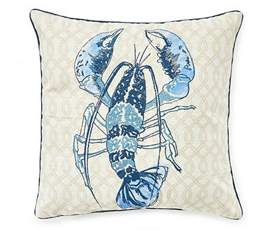 Blue Lobster Outdoor Throw Pillow