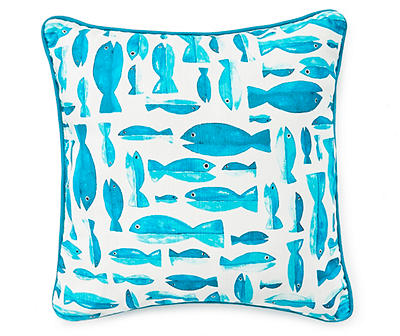 Aqua Fish Outdoor Throw Pillow
