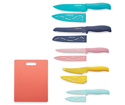 Pastel 11-Piece Knives & Cutting Board Set