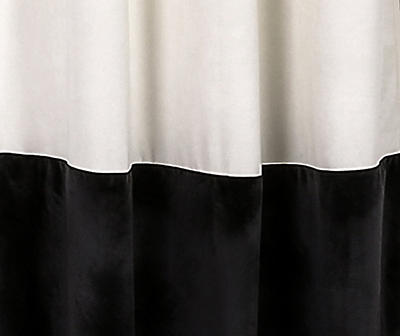 Prima Velvet Color Block White & Black Room-Darkening Grommet Curtain Panel Pair, (84")