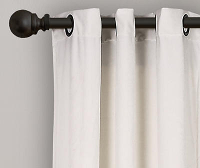Prima Velvet Color Block White & Navy Room-Darkening Grommet Curtain Panel Pair, (84