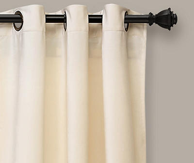 Prima Velvet Ivory Room-Darkening Grommet Curtain Panel Pair, (84