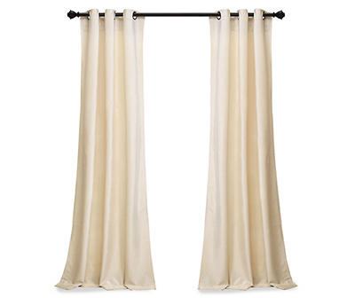 Prima Velvet Ivory Room-Darkening Grommet Curtain Panel Pair, (84")