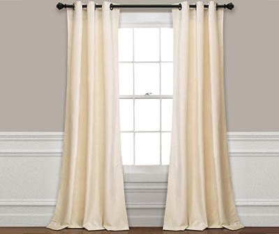 Prima Velvet Ivory Room-Darkening Grommet Curtain Panel Pair, (84