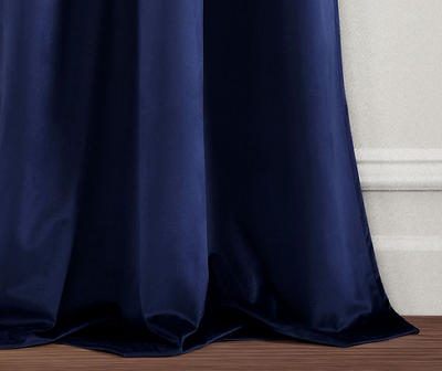 Prima Velvet Navy Room-Darkening Grommet Curtain Panel Pair, (84")