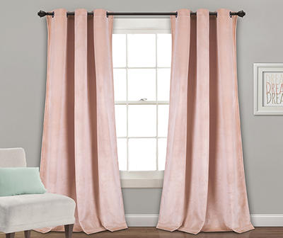 Prima Velvet Blush Room-Darkening Grommet Curtain Panel Pair, (84