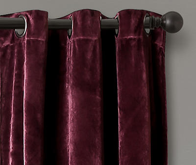 Prima Velvet Plum Room-Darkening Grommet Curtain Panel Pair, (95