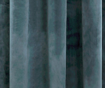 Prima Velvet Slate Blue Room-Darkening Grommet Curtain Panel Pair, (95")