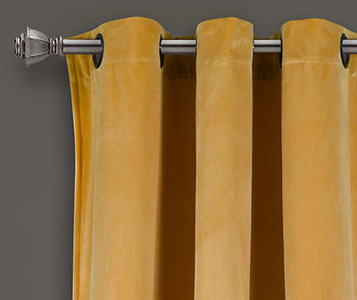 Prima Velvet Yellow Room-Darkening Grommet Curtain Panel Pair, (84