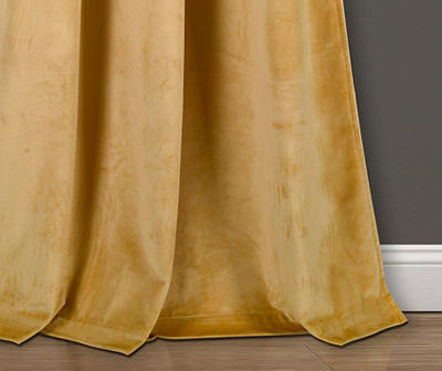 Prima Velvet Yellow Room-Darkening Grommet Curtain Panel Pair, (84")