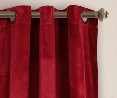 Prima Velvet Red Room-Darkening Grommet Curtain Panel Pair, (84
