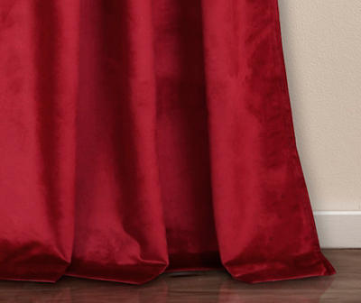 Prima Velvet Red Room-Darkening Grommet Curtain Panel Pair, (84")