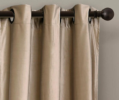 Prima Velvet Taupe Room-Darkening Grommet Curtain Panel Pair, (84")