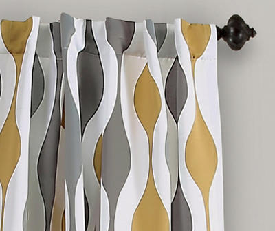 Mid-Century Geo Gold & Gray Room-Darkening Back Tab Curtain Panel Pair, (95")
