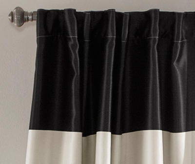 Montego Stripe Black Room-Darkening Rod Pocket Curtain Panel Pair, (84