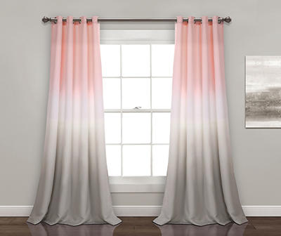 Umbre Fiesta Blush & Gray Ombre Room-Darkening Grommet Curtain Panel Pair, (84")